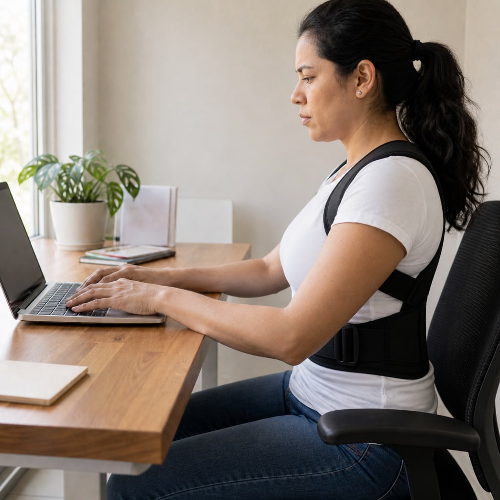 Corrector de postura con faja lumbar