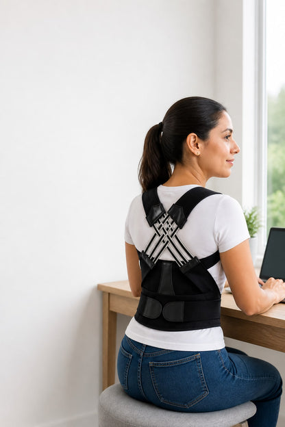 Corrector de postura con faja lumbar