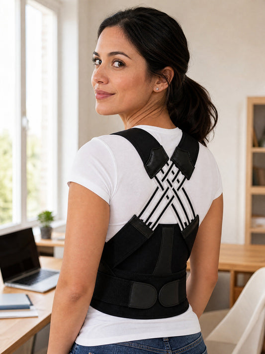 Corrector de postura con faja lumbar